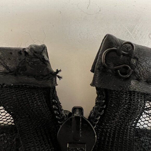 Sans Souci Sleeveless Fit Flare Faux Leather & Mesh Dress Cocktail‎ Small NWT - Picture 11 of 11